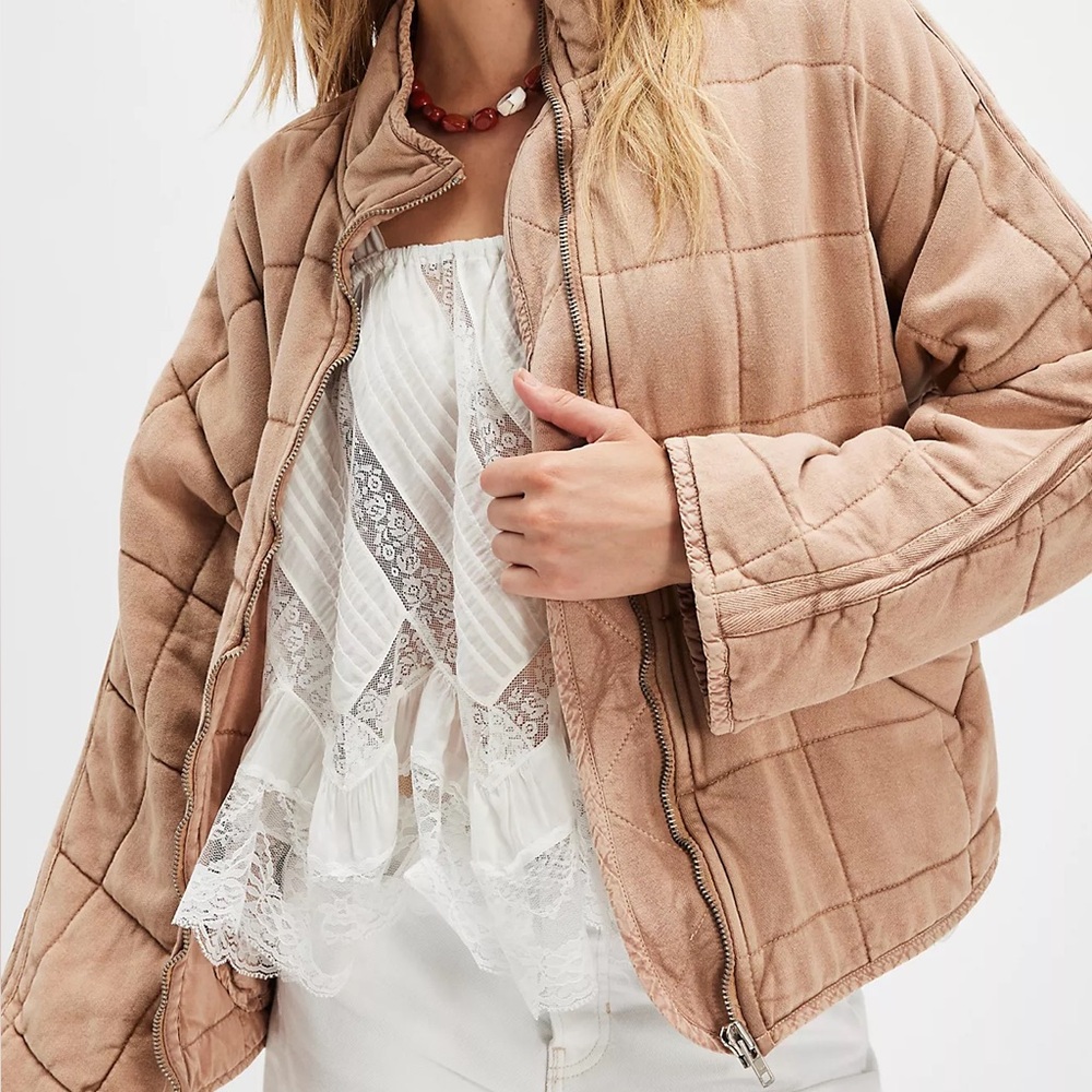FREE PEOPLE DOLMAN QUILTED KNIT JACKET